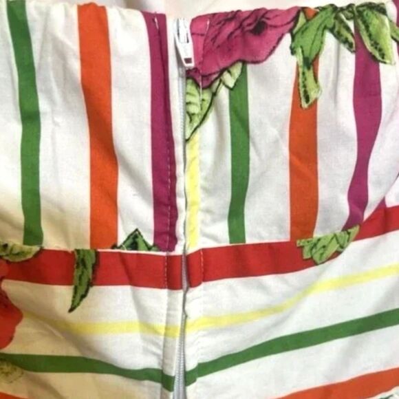 B. Darlin Strapless Dress Y2K Floral Stripe w/ Heart Belt Lined M NWOT - Picture 9 of 11